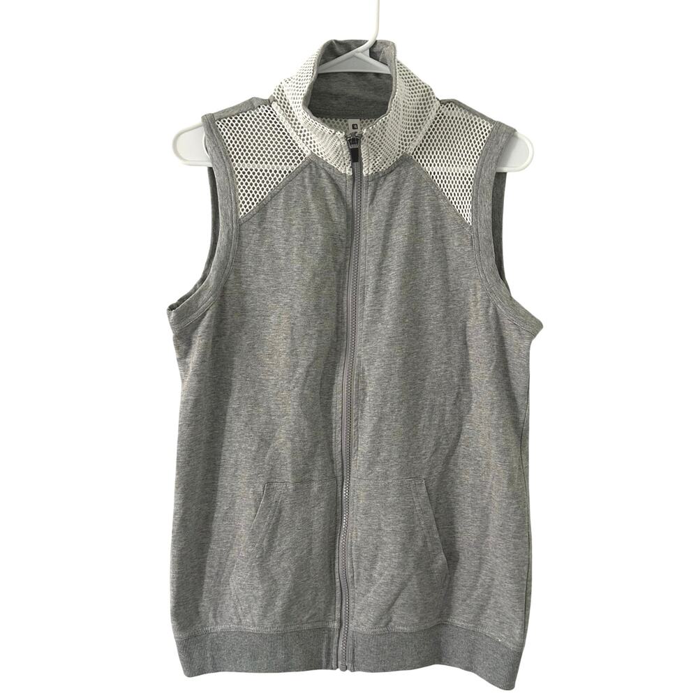 Fabletics Temecula Mesh Zip Up Mock Neck Gray Athletic Vest S Small